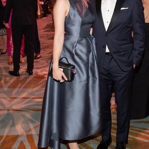 ALFRED SUNG Midnight Blue Satin Dress